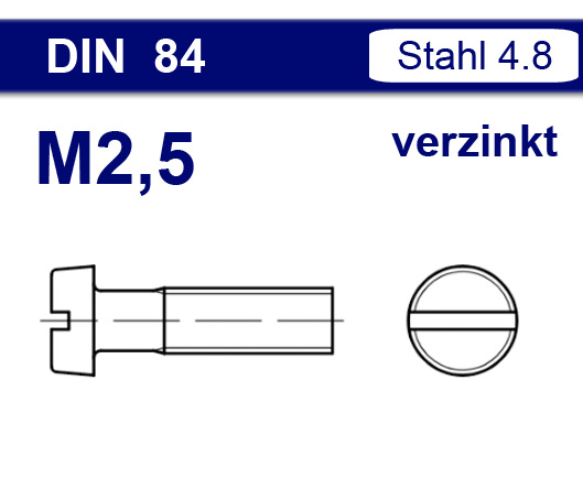 DIN 84 - Stahl verzinkt - M2,5